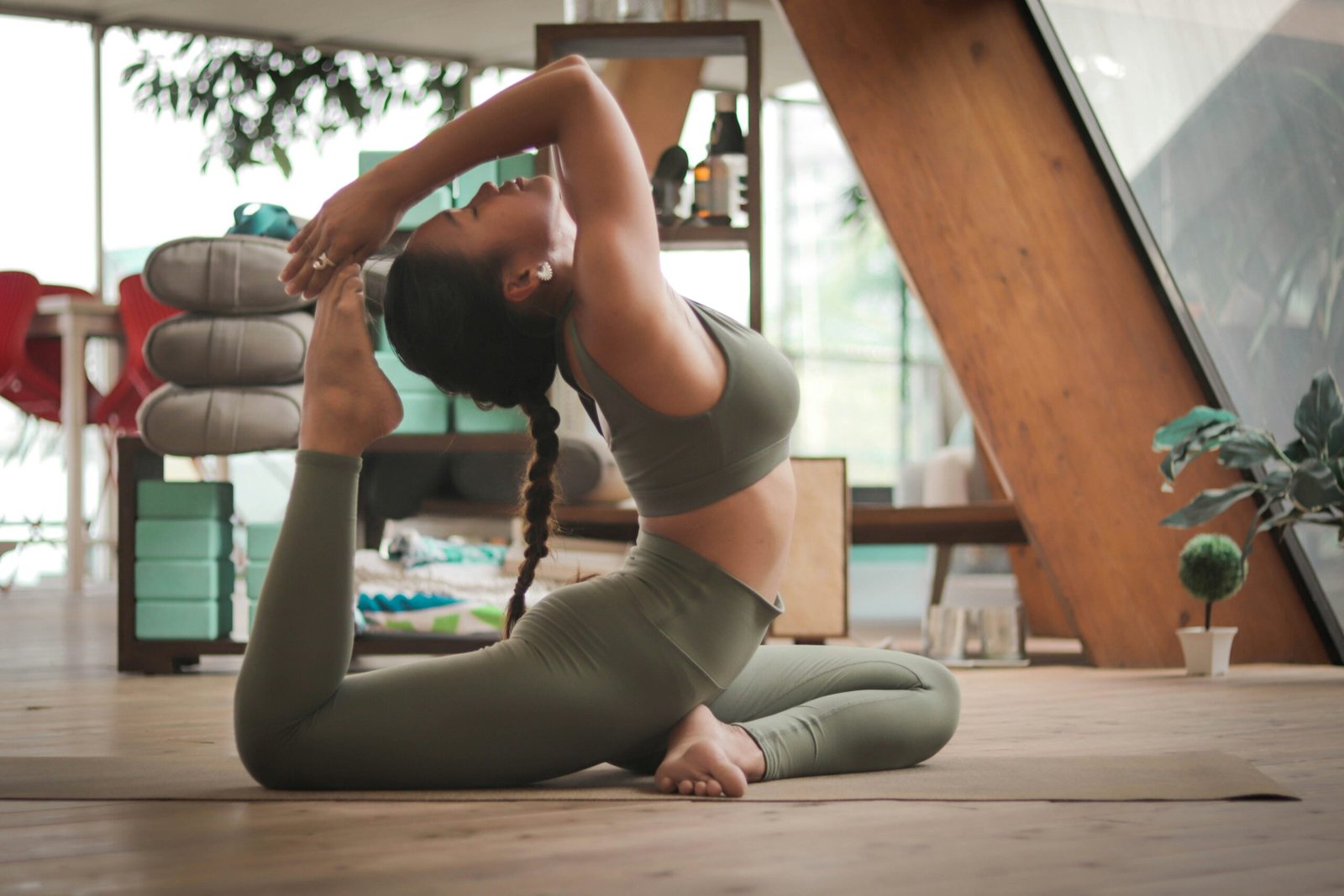 a woman in a yoga pose