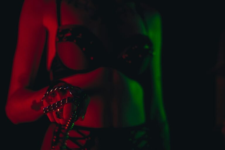 a woman wearing a garment and chain