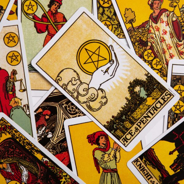 a pile of tarot cards