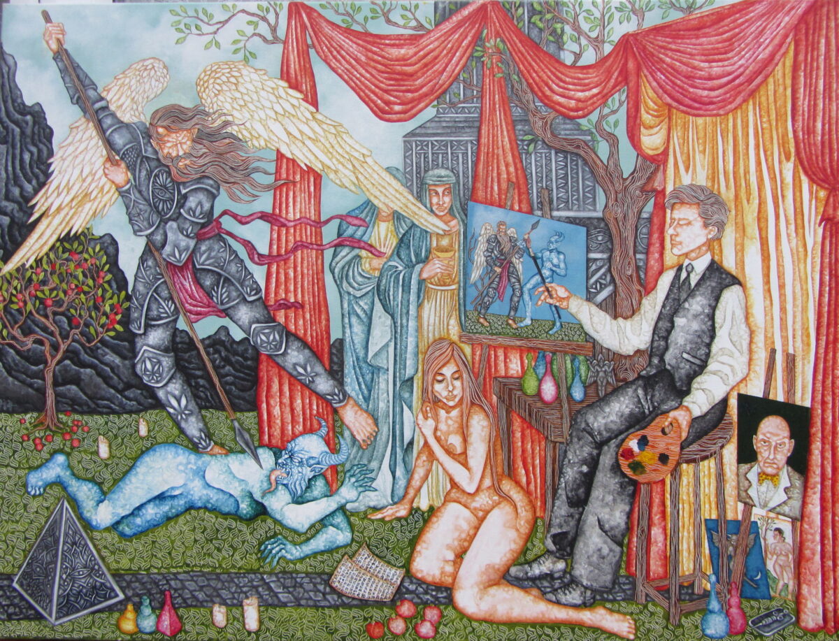 The Archangel Michael and the devil, as painted by Austin Osman Spare'