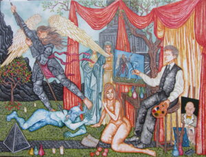 The Archangel Michael and the devil, as painted by Austin Osman Spare'