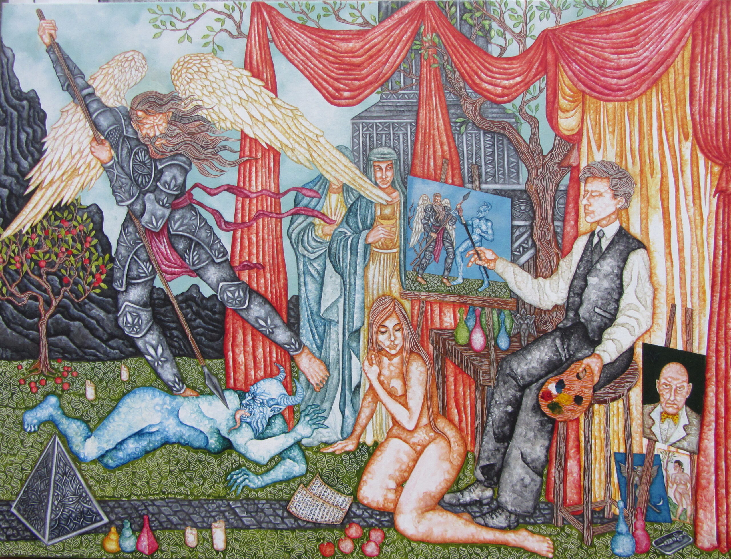 The Archangel Michael and the devil, as painted by Austin Osman Spare'